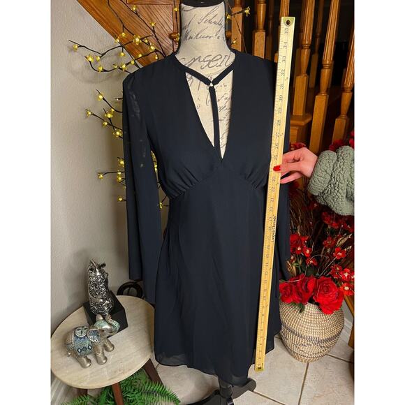 XOXO Women’s Chiffon Fit Flare Zip Black Evening Cocktail Dress Size S - Picture 5 of 13